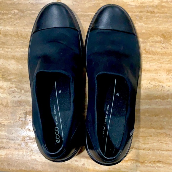 Ecco Soft 7 Black Wedge Slip On Shoes - Picture 1 of 5